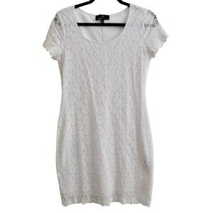 Ronni Nicole Womens White Lace Geometric Sheath Dress‎ PM Petite M Graduation